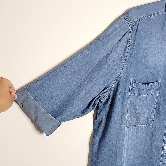 A.N.A 100% Lyocell Light Blue Casual Button Down Collared Extra Long Shirt sz XL - Picture 5 of 11